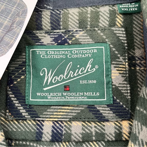 Woolrich Men’s Brawny Heavyweight Flannel Shirt Size XXL Dusty Olive Green NWT - Picture 2 of 11